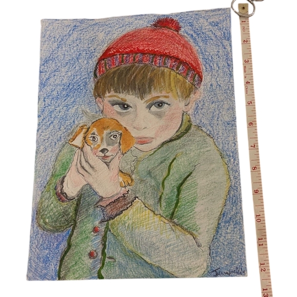 Watercoir Painting Portrait of Boy and Pup. - Picture 14 of 14